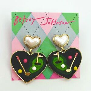 Betsey Johnson Golf Heart Earrings